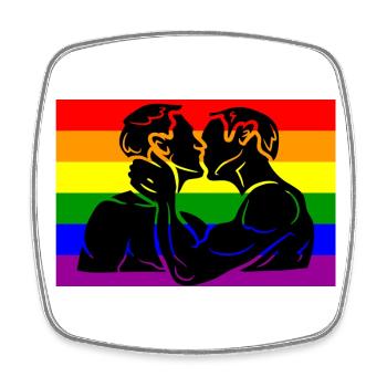 LGBT Rainbow Flag LGBTQ Gay Pride T-Shirt - Square fridge magnet - white - Front