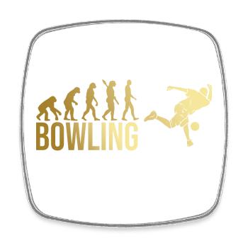Evolution Bowling - Viereckiger Kühlschrankmagnet - Weiß - Vorne