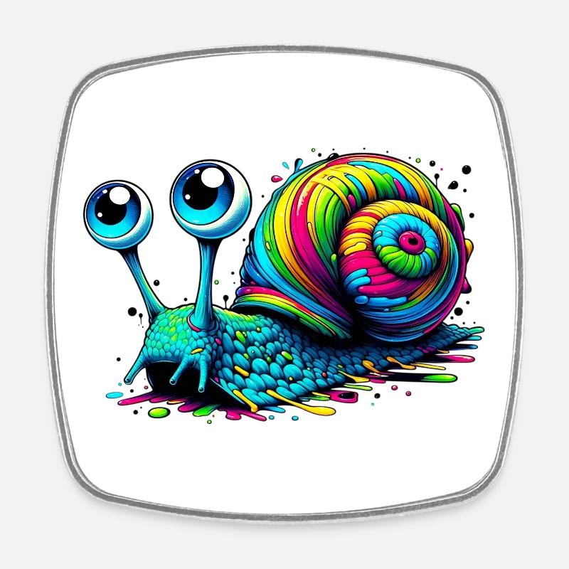 Escargot - Magnet carré - blanc