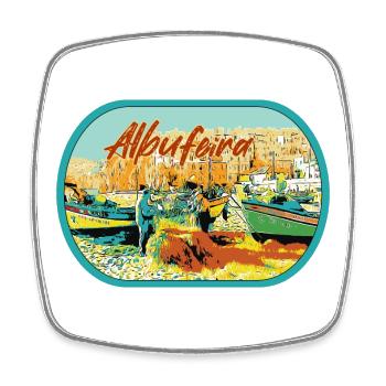 Albufeira Fishermen's Beach, praia dos pescadores - Square fridge magnet - white - Front