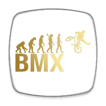 Evolution BMX - Viereckiger Kühlschrankmagnet - Weiß - Vorne