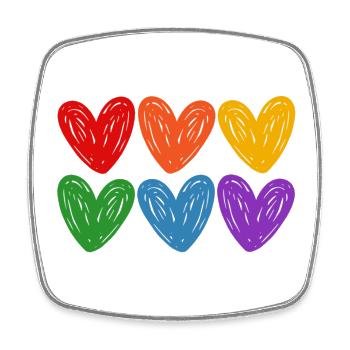 LGBTQIA-Regenbogenherzen - Viereckiger Kühlschrankmagnet - Weiß - Vorne