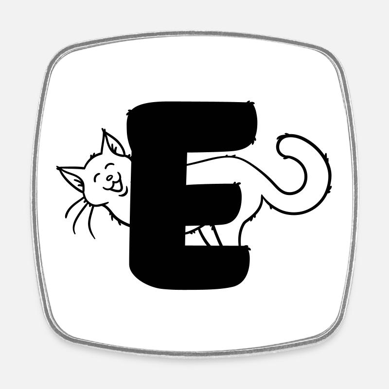 Lettre F du chat - Magnet carré - blanc