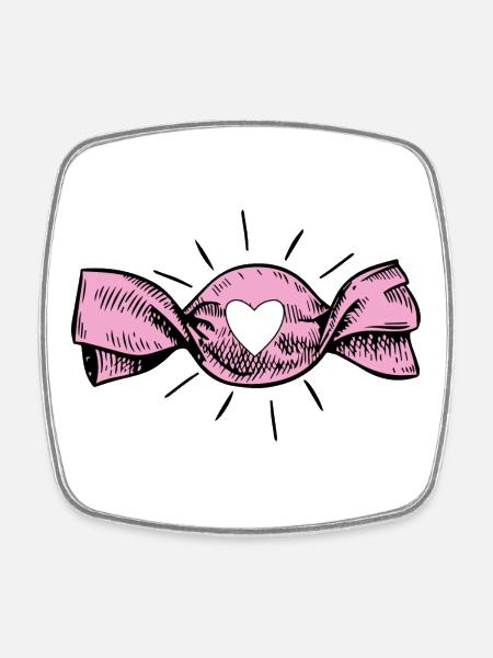 Pop rétro Heart Candy - Magnet carré - blanc