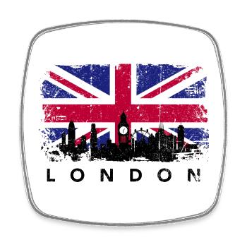 Union Jack Skyline Silhouette - Viereckiger Kühlschrankmagnet - Weiß - Vorne