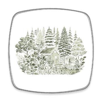 living close to nature with a tiny house in the forest - Square fridge magnet - white - Front