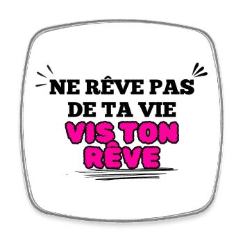 Message Inspirant Visuel florale rose - Magnet carré - blanc - Devant