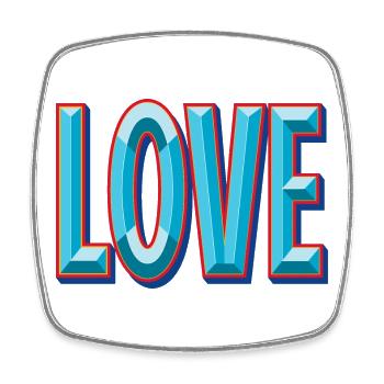 LOVE 3D-Ausschnitt - Viereckiger Kühlschrankmagnet - Weiß - Vorne