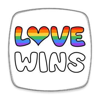 L’amour gagne : Rainbow Love Design - Magnet carré - blanc - Devant