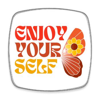 Enjoy Yourself 70ies Style Hippie Schmetterling - Viereckiger Kühlschrankmagnet - Weiß - Vorne