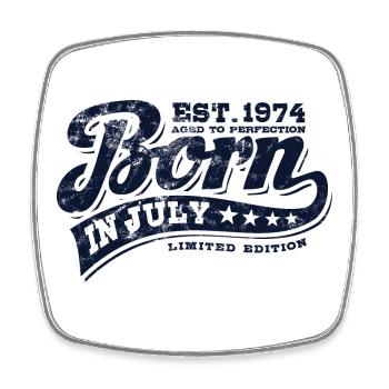 Born in July 1974 - Geburtstag - Geschenk - Viereckiger Kühlschrankmagnet - Weiß - Vorne