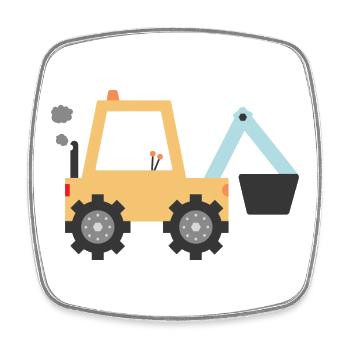 Gelber Bagger - Viereckiger Kühlschrankmagnet - Weiß - Vorne
