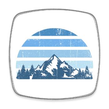 Layered Mountain Sunset Silhouette - Square fridge magnet - white - Front