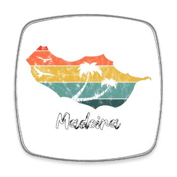 Madeira Karte Umriss Portugal Urlaub retro vintage - Viereckiger Kühlschrankmagnet - Weiß - Vorne