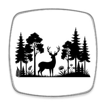 Silhouetten-Motiv - ein majestätischer Hirsch - Viereckiger Kühlschrankmagnet - Weiß - Vorne