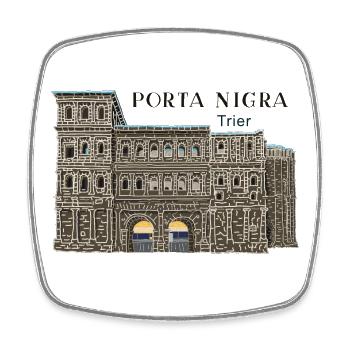 Trier, Porta Nigra Welterbe, Deutschland Zeichnung - Viereckiger Kühlschrankmagnet - Weiß - Vorne