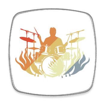 Batteur Musicien Look des années 90 - Magnet carré - blanc - Devant