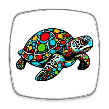 Turtle - Square fridge magnet - white - Front