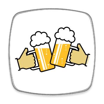 Maßkrüge Stoßen An Mit Hand! (Bier / Bierkrüge 3C) - Viereckiger Kühlschrankmagnet - Weiß - Vorne
