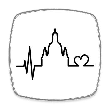 Herzschlag Liebe Dresden Frauenkirche Symbol Logo - Viereckiger Kühlschrankmagnet - Weiß - Vorne