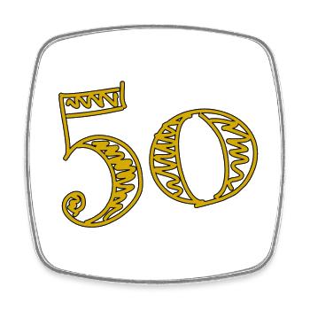 50. 50 ANS. 50e ANNIVERSAIRE. ANNIVERSAIRE 50 ANS. - Magnet carré - blanc - Devant