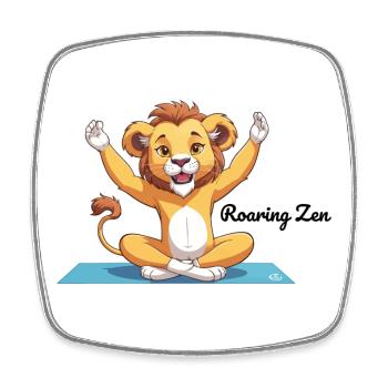 Zen Lion – Yoga Lion T-Shirt - Square fridge magnet - white - Front