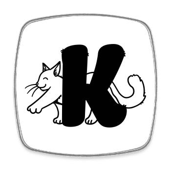 Katze Buchstabe K - Viereckiger Kühlschrankmagnet - Weiß - Vorne