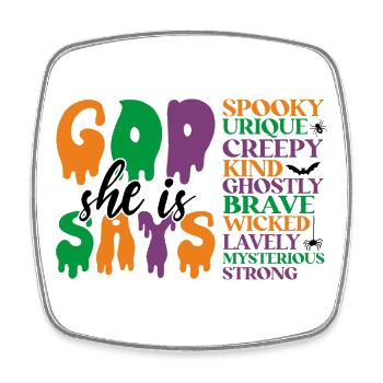 Halloween Ghostly Word Art Design - Square fridge magnet - white - Front