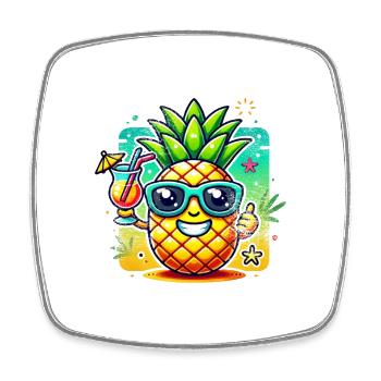 Sonnenananas Strandmotiv - Viereckiger Kühlschrankmagnet - Weiß - Vorne