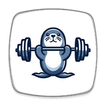 Seal Seal Dumbbell Gym Entraînement de fitness - Magnet carré - blanc - Devant