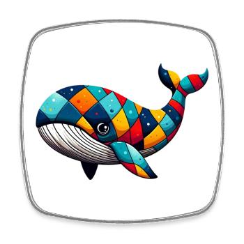 Harlequin whale - Square fridge magnet - white - Front