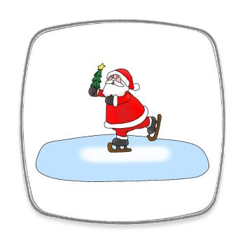 Santa Claus Skating - Square fridge magnet - white - Front