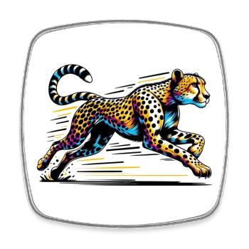 Guépard - Magnet carré - blanc - Devant