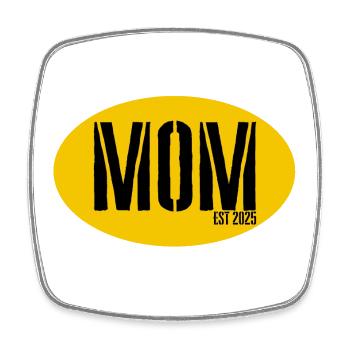 MOM Est 2025 Vintage Oval - Viereckiger Kühlschrankmagnet - Weiß - Vorne