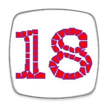 18. 18 YEARS OLD. 18th ANNIVERSARY. 18 BIRTHDAY. - Square fridge magnet - white - Front