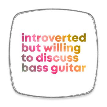 guitare basse - Magnet carré - blanc - Devant