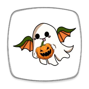 Halloween Ghost Bat Wings Jack-o'-lantern - Square fridge magnet - white - Front