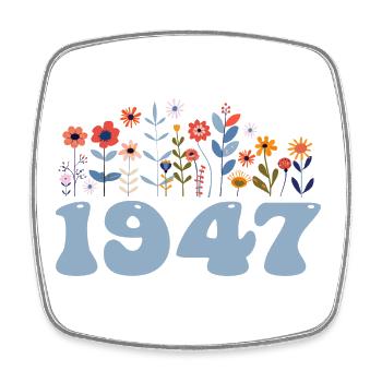 1947 Motif floral 1947 Floral thème fleurs 1947 - Magnet carré - blanc - Devant