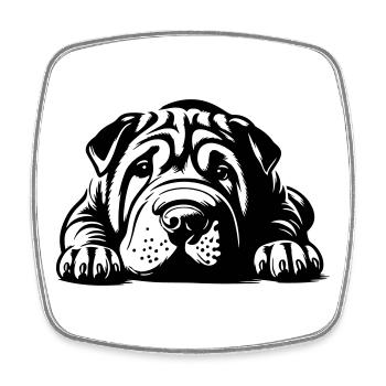 Shar Pei Kopf mit Pfoten - Viereckiger Kühlschrankmagnet - Weiß - Vorne