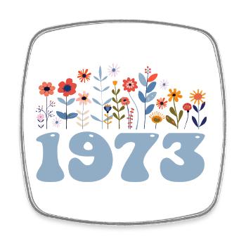 1973 Floral Pattern 1973 Floral Theme Flowers 1973 - Square fridge magnet - white - Front