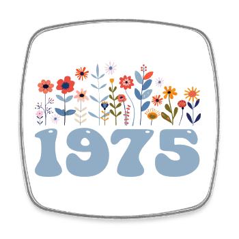 1975 Floral Pattern 1975 Floral Theme Floral 1975 - Square fridge magnet - white - Front