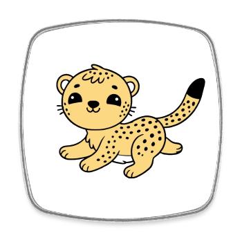 Cheetah - Square fridge magnet - white - Front