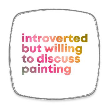 Painting - Square fridge magnet - white - Front