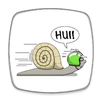 Racing snail - now also in green - Square fridge magnet - white - Front