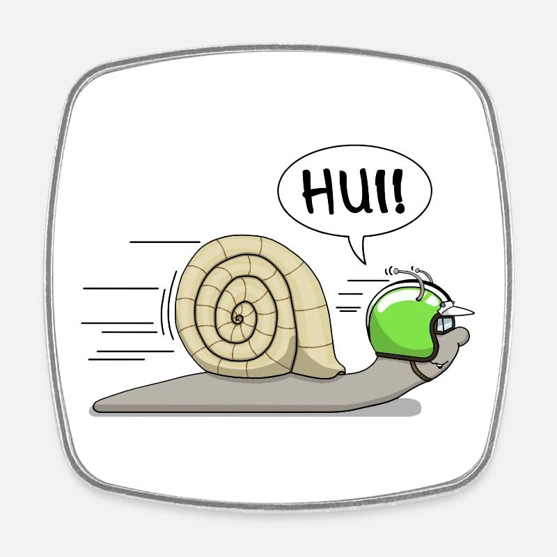 Escargot de course - maintenant aussi en vert - Magnet carré - blanc