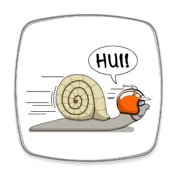 Rennschnecke - jetzt auch in orange - Viereckiger Kühlschrankmagnet - Weiß - Vorne