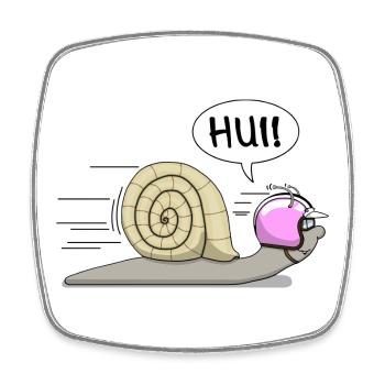 Racing snail - now also in pink - Square fridge magnet - white - Front