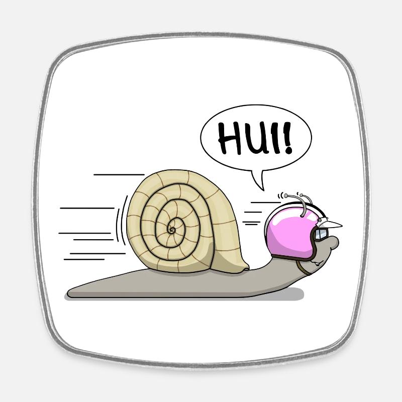 Racing snail - now also in pink - Square fridge magnet - white