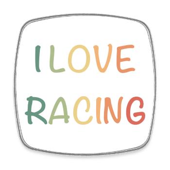 I Love Racing: Pastel Hand Lettering - Square fridge magnet - white - Front