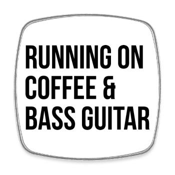 guitare basse - Magnet carré - blanc - Devant